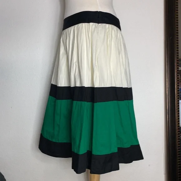 Phase Eight Color Block Cotton A-Line Midi Skirt, 34" Waist, Size 16 - Picture 2 of 13